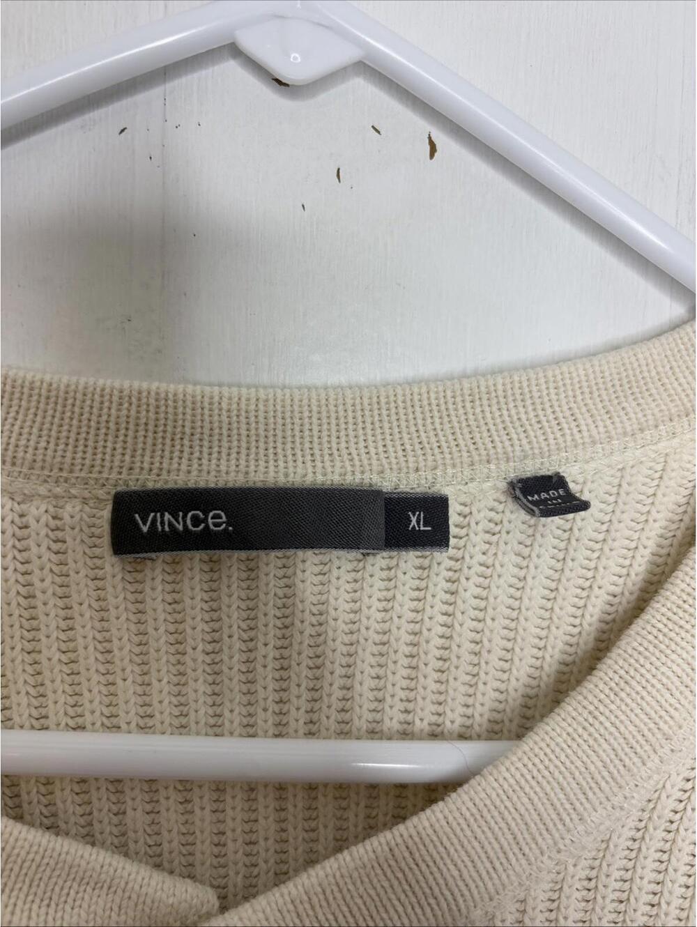 Vince Sweater Mens Extra Large Pullover Cream Heavyweight Cotton Neutral - Picture 4 of 7